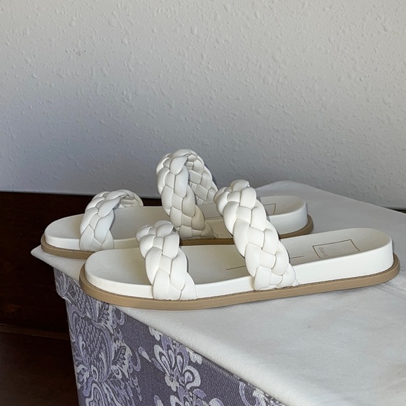 NIB Dolce Vita “Gabbie” Braided Double Strap Sandals Chalk-beige Size 8 - Picture 12 of 14